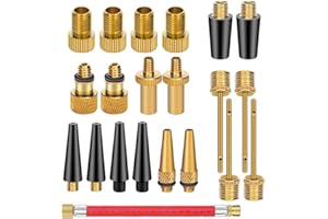 21PCS Brass Presta Schrader Valve Adapter Tools, Ball Pump Needle, Bike Tire Pump Accessories Fit for Gym Balloon Toy