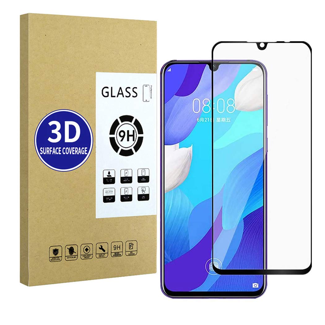 X-Dision 3D Protective Film Compatible with Huawei Nova 5 (Black), HD Full Screen Protector, Complete Cover Protection, 9H Hardening Glass, Fingerprint Resistant and Anti-Shatter