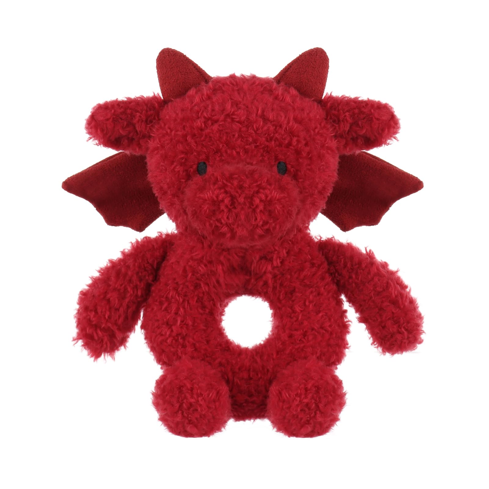 Apricot Lamb Baby Red Dragon Soft Rattle Toy, Hold and Shake Toy with Sound, Plush Stuffed Animal for Newborn Infant Babies Soft Over 0 Months (red Dragon)