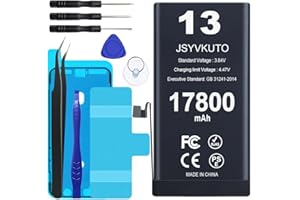 JSYVKUTO 17800mAh Battery for iPhone 13, New 0 Cycle Upgraded Higher Capacity Replacement Battery for iPhone 13 with Full Set Repair Tool Kit, Model A2482 A2631 A2633 A2634 A2635