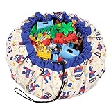 Play Mat and Toy Storage Bag - Durable Floor Activity Organizer Mat - Large Drawstring Portable Container for Kids Toys, Books - 55