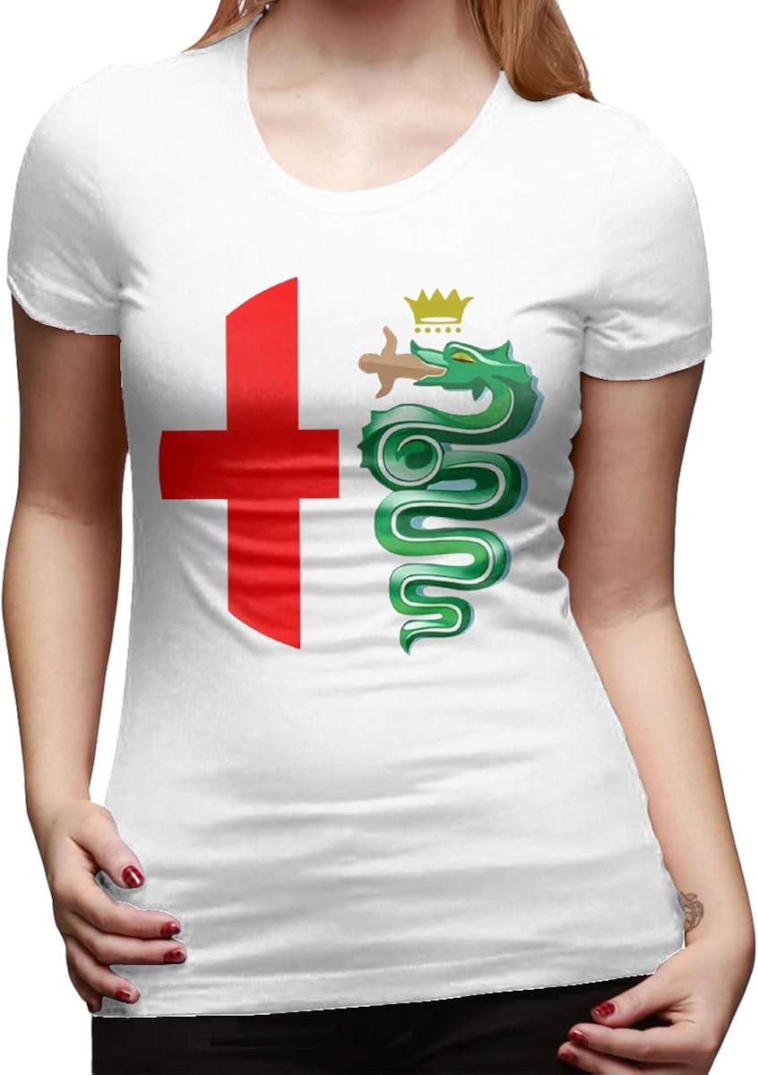 TIANBA Woman Lovely Tee Alfa Romeo Logo Interpretation Funny Tshirt Black