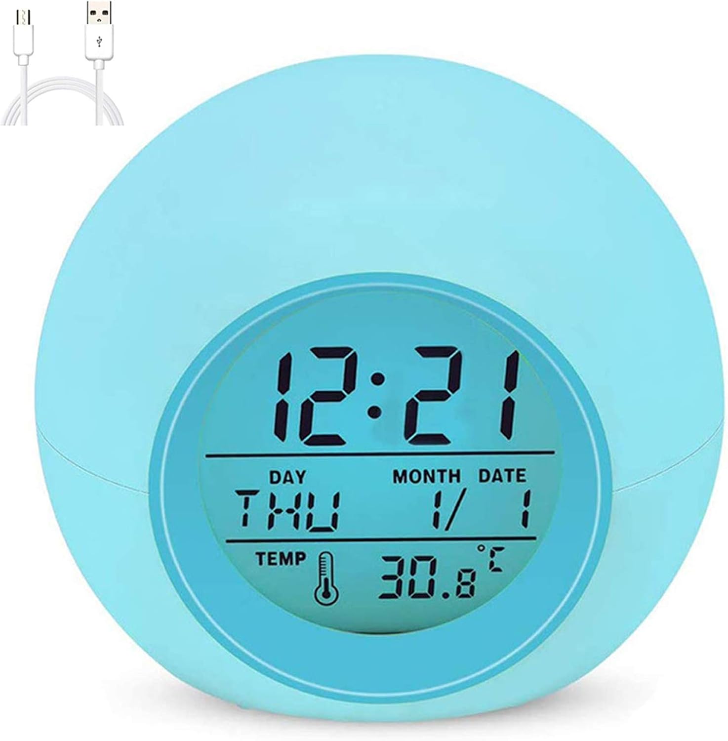 Kids Alarm Clock, The 2020 Newest Clock with Rechargeable Battery, 7
