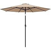 AreShark 9 FT Patio Umbrella for Outdoor, Outdoor Umbrella with Push Button Tilt and Crank, Outdoor Patio Umbrellas with 8 Sturdy Ribs for Market, Garden, Deck, Backyard, Pool (Beige)