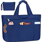 HUANLANG Large Beach Tote Bags for Women Men,Big Beach Bag with Zipper Wet Pocket,Extra Large Tote Bag for Travel Pool