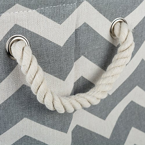 DII Polyester Container with Handles, Chevron Storage Bin, Large, Gray