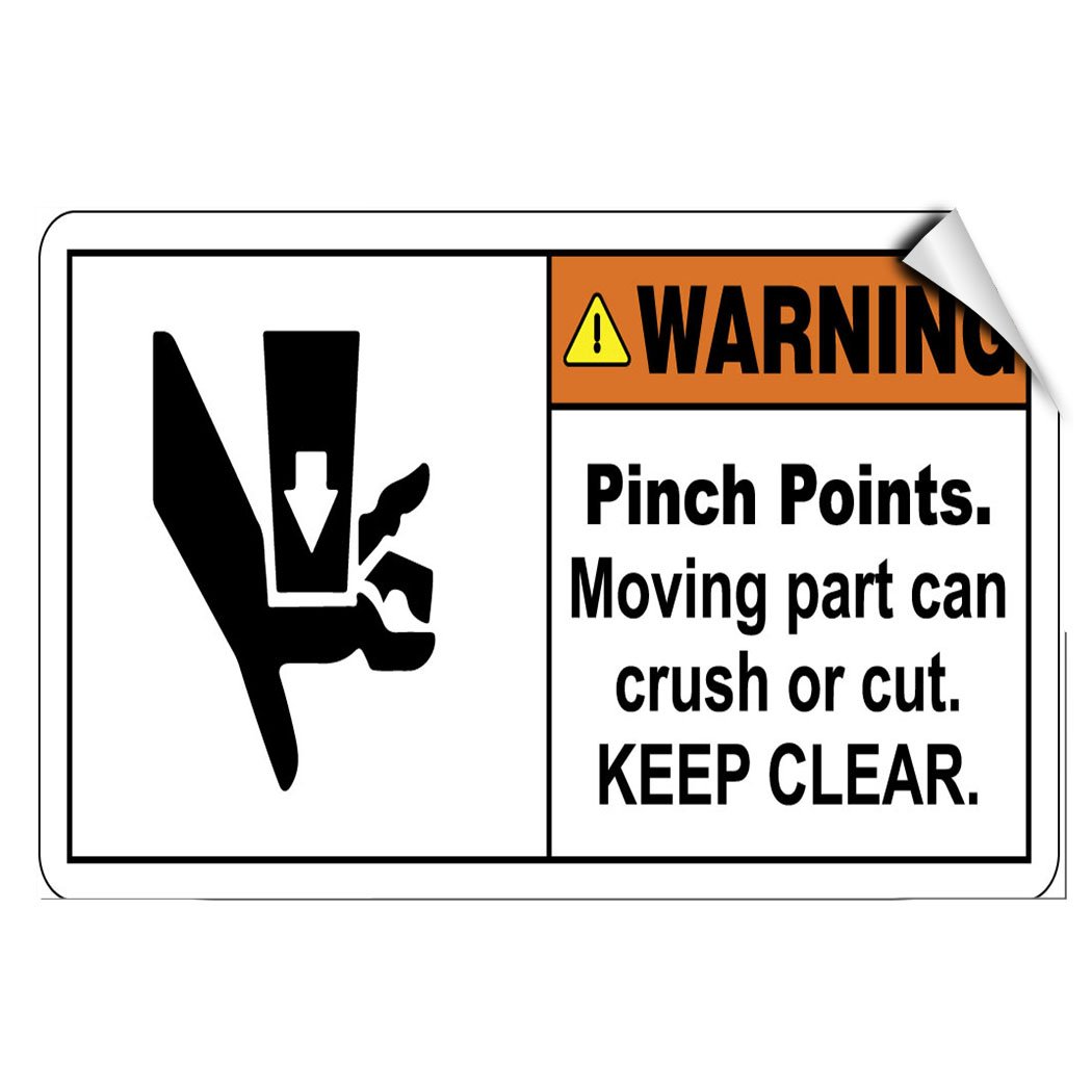 Warning Pinch Points Moving Part Can Crush Or Cut Keep Clear Label