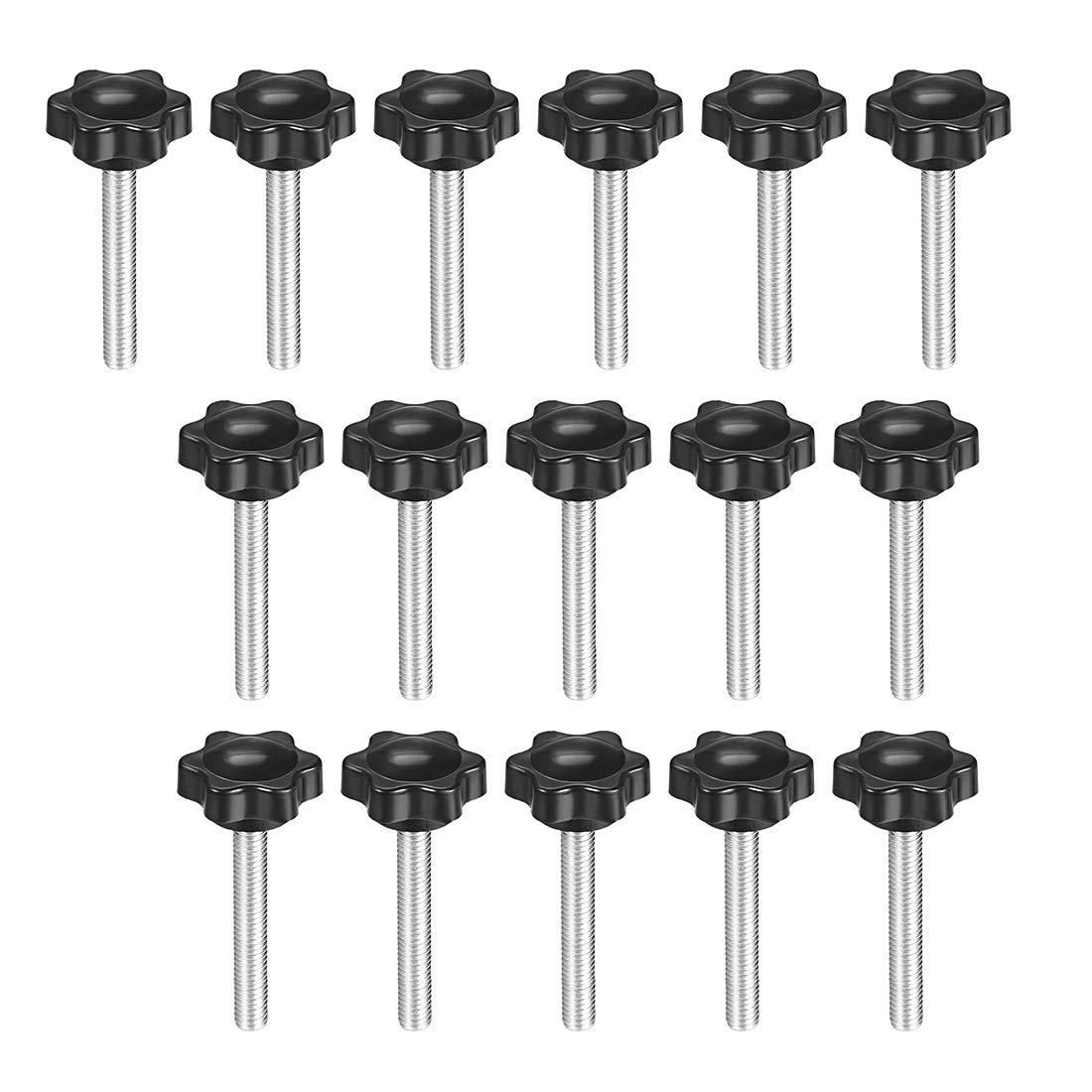 uxcell Clamping Screw Knob, Plum Hex Shaped Grips Star Knob M6 x 50mm Male Thread, 16 Pcs