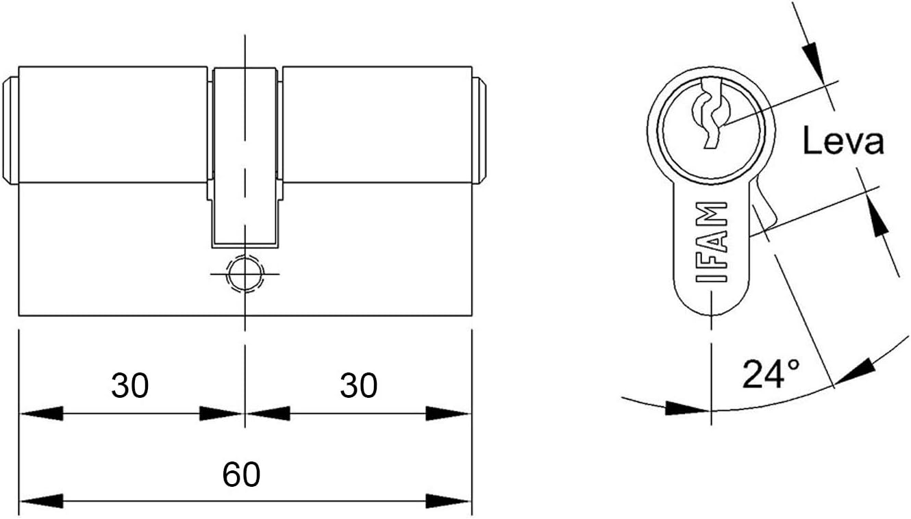 IFAM 031310 Door Cylinder, Nickel, 30/30 (60 mm), 30 / 30 (60 mm) - Image 4