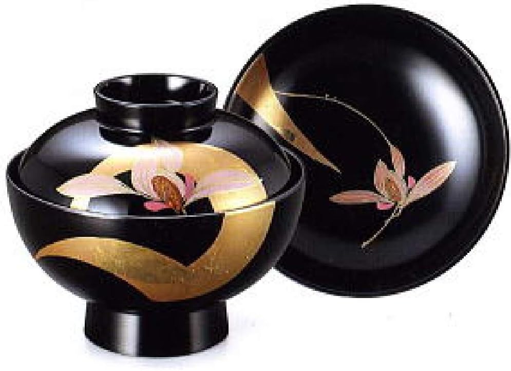 Amazon.co.jp： 会津漆器 会津塗り う401 黒 吸椀 手描 絢燗 5客セット 【サイズ】12×10(cm) ホーム＆キッチン