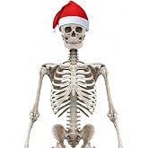 Gejoy 12 ft Skeleton Santa Hat Christmas Skeleton Giant Santa Hat Decor | Red White Design, Holiday Skull Costume Accessories, for Xmas New Year Festive Party Supplies