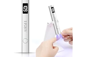 AIRSEE Cordless Nail Lamp with Stand, Handheld UV Light with LCD Display for Gel Nails,Rechargeable USB Nail Dryer for Fast Cure,Rhinestone Glue Decoration,Gel Nail Strips at Home,Travel(Sliver)