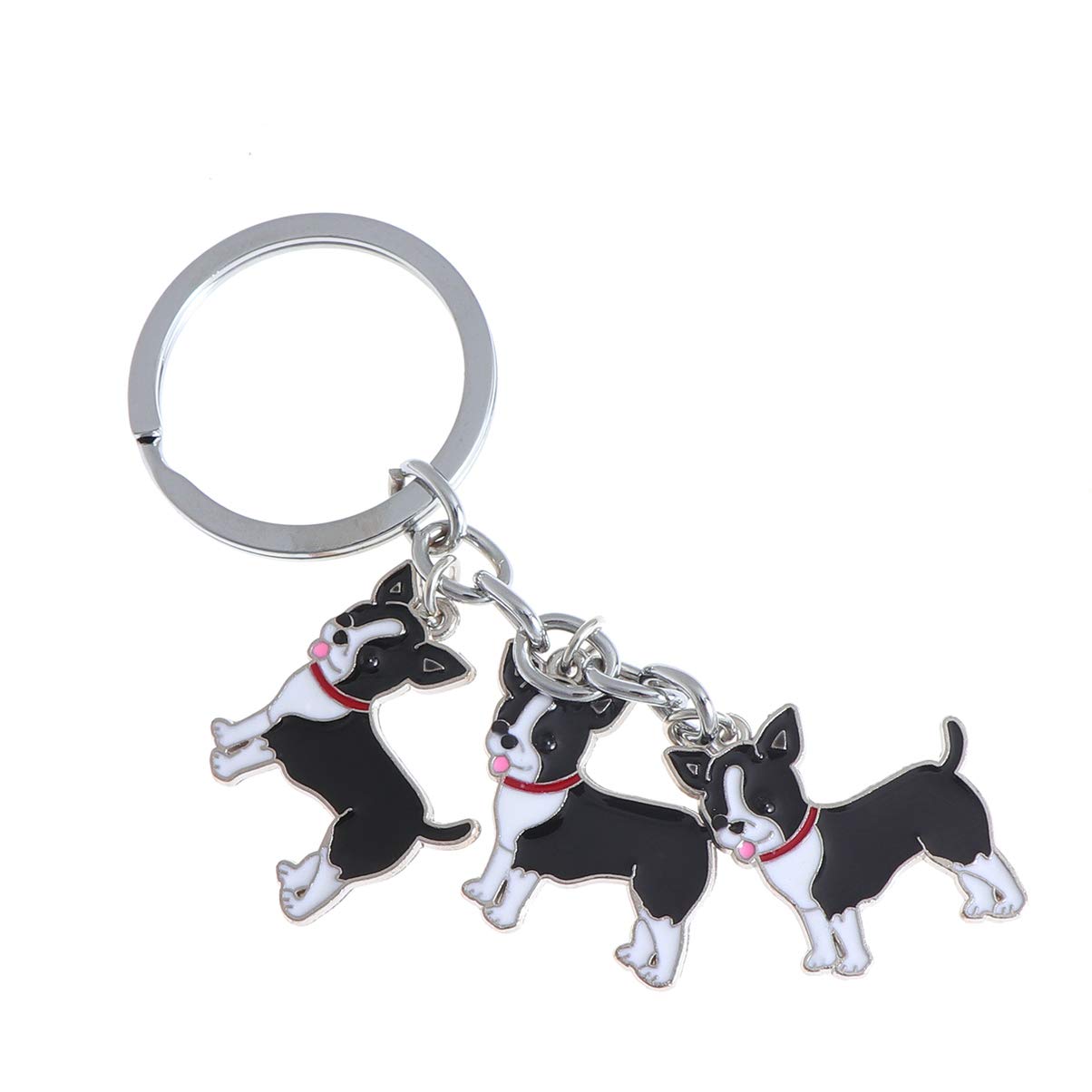 VOSAREA Dog Pendant Keyring Cute Chihuahua Car Key Chain Puppy Bag Handbag Wallet Charm Pendant for Dog Lover (Black)