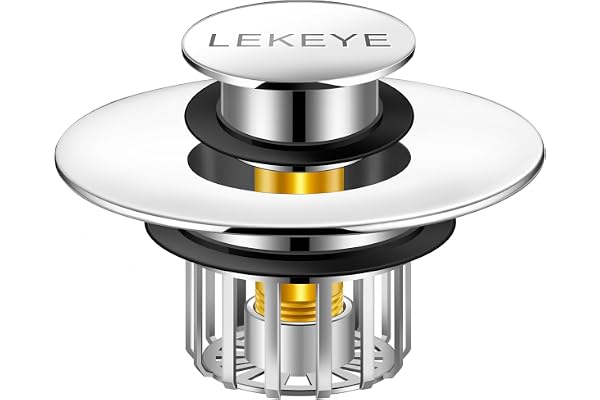 LEKEYE Tub Stopper | Shower Drain Hair Catcher | Pop-up Drain Stopper with Strainer | Bathroom Bathtub Plug | Drain Protector