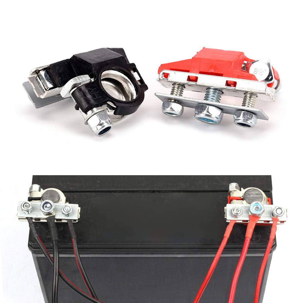 Leisure Battery Terminals, 12V 3 Way Positive and Negative Car Van Caravan Motorhome Connectors Clamps