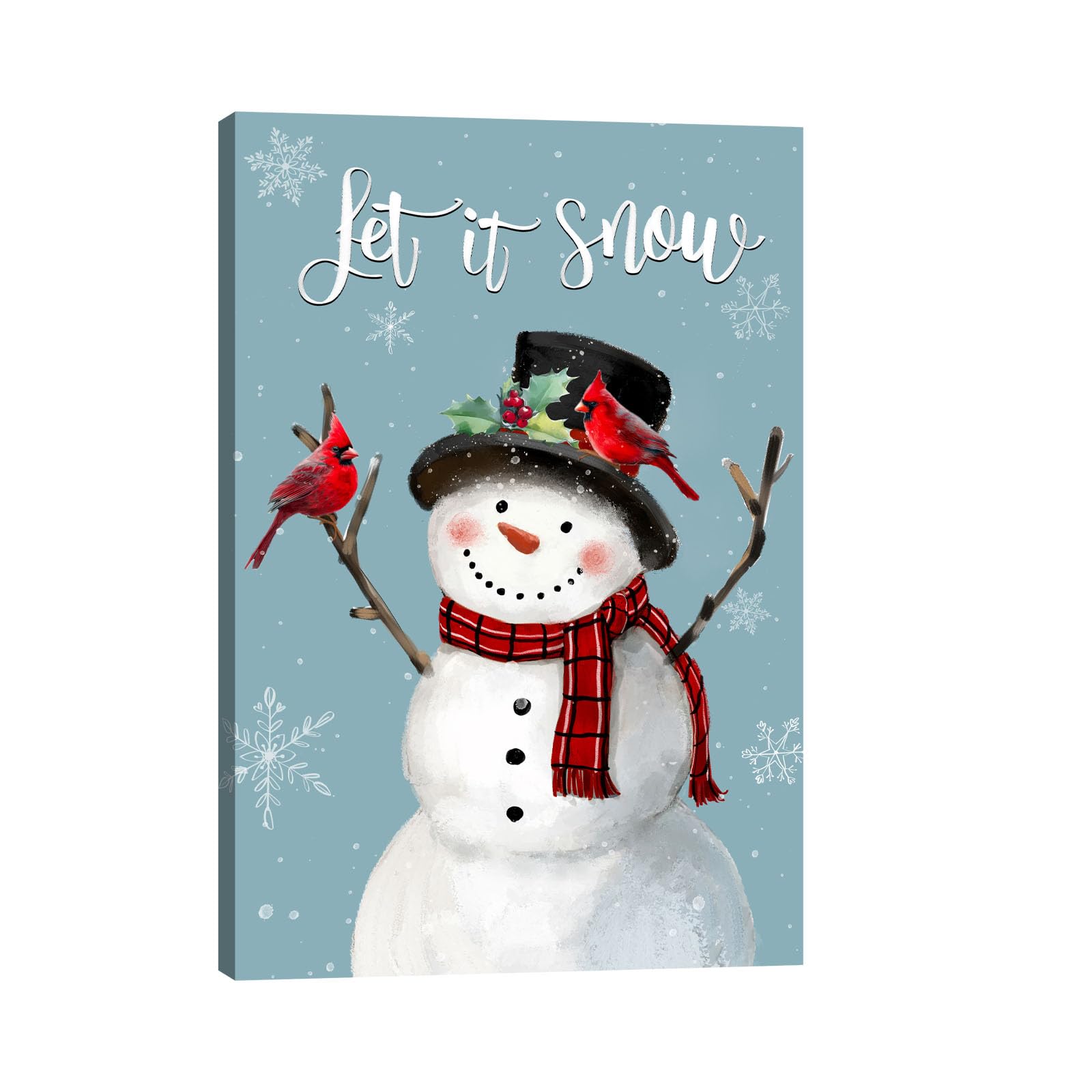 Photo 1 of ***FACTORY SEALED***
1 KINGO Let It Snow Christmas Canvas Wall Art: 16"x24" Winter Snowman Cardinal Bird Print Poster Snowflake Picture Xmas Painting Farmhouse Holiday Decor for Home Bedroom Living Room Office