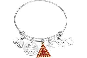 CHOORO Red Triangle Letter She Believed She Could So She Did Bracelet Gift Greek Sorority (26 Letter Bracelet)
