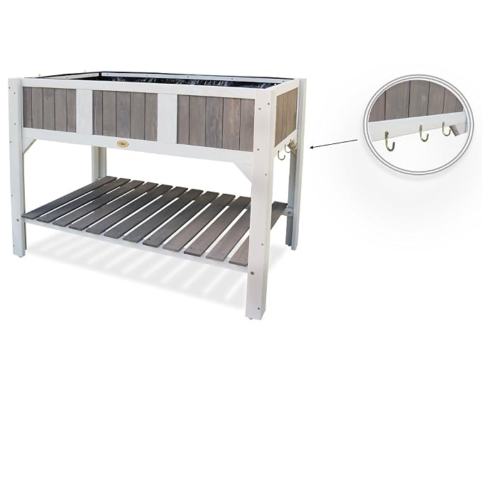 HABAU Klara Jardinera elevada, Blanco/Gris: Amazon.es: Jardín