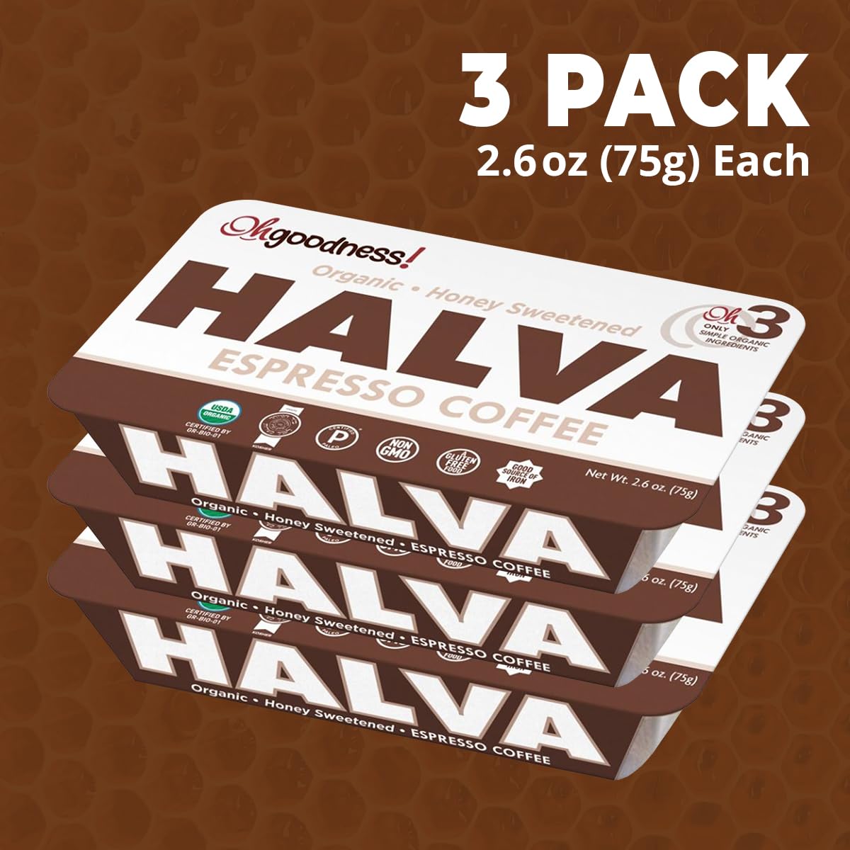 OhGoodness! Organic Honey Halva - 3 Pack - Only