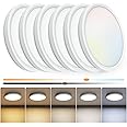 NIORSUN 7 Inch LED Ceiling Lights,5CCT Lighting Options Dimmable Flush Mount Ceiling Light,15W Bathroom Ceiling Lights,Flat Ceiling Light,Low Profile Light Fixture for Hallway Bedroom,6 Pack White