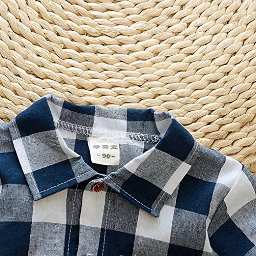 TiTCool Toddler Cool Baby Boy Plaid T Shirt Tops+Short Pants 2Pcs Outfits Clothes Set (Blue, 24M)