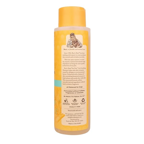 BURT’S BEES FOR PETS ITCH SOOTHING SHAMPOO WITH HONEYSUCKLE, 2PK, 95% NATURAL ORIGIN FORMULAS, DOG SHAMPOO FOR ITCHY DOGS, DOG SHAMPOO ITCHY SKIN RELIEF, 2PK, 16 OZ