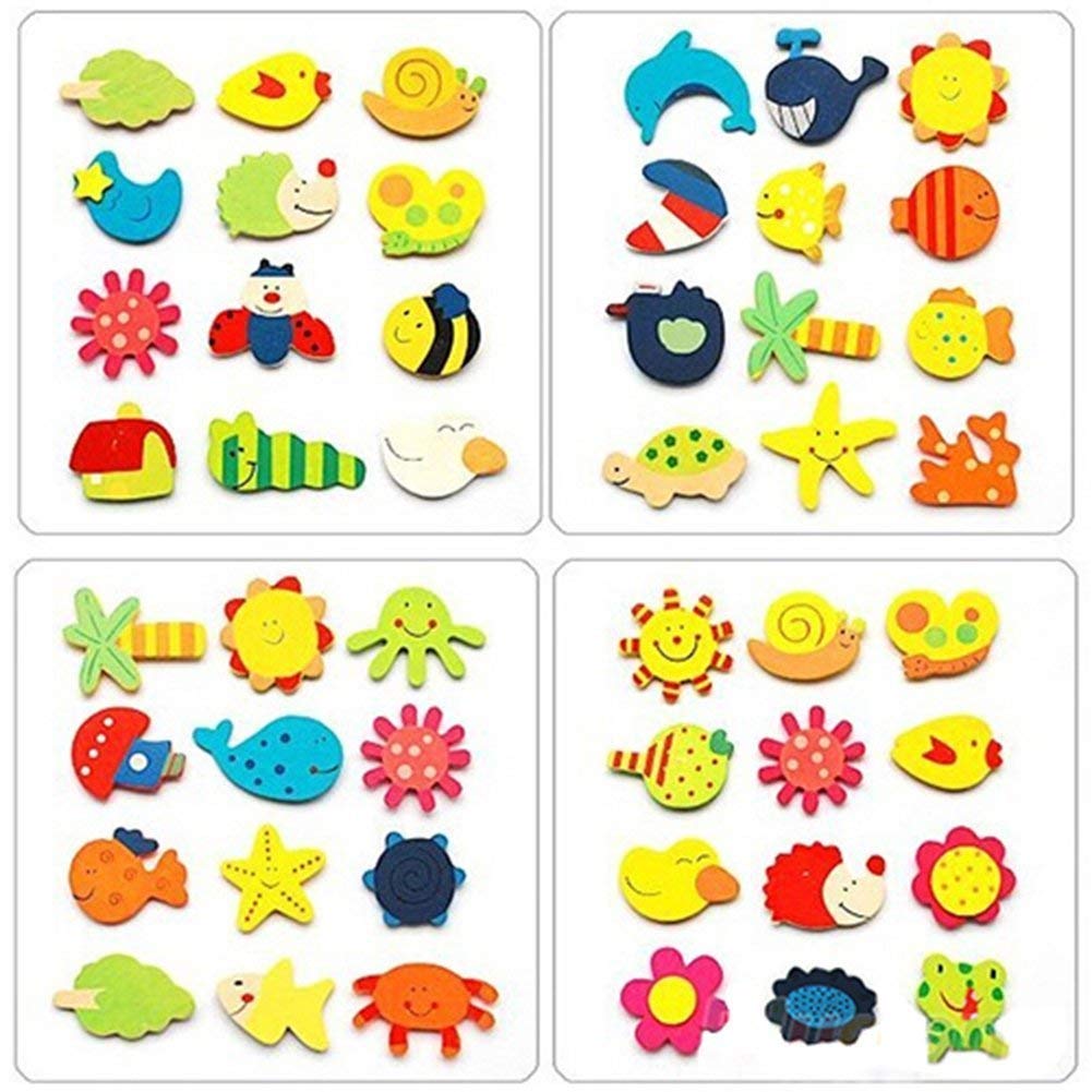 Lyanther 12pcs Bunter hölzerner Caricatura de imán para ...