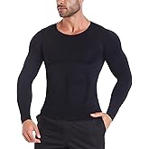MISS MOLY Gynecomastia Compression Shirts for Men Long Sleeve Slimming Body Shaper Tummy Control Shapewear Undershirt