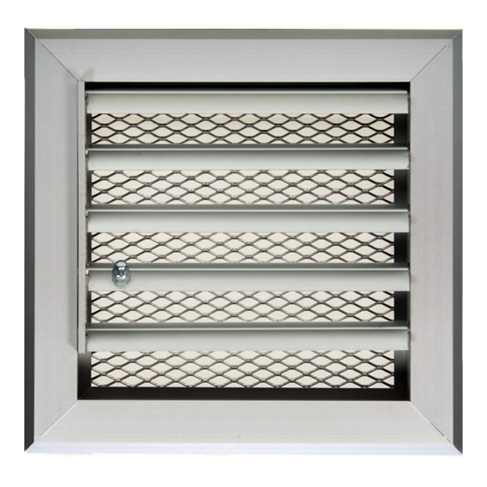 DEMLOU Aluminium Air Vent Grille – Adjustable Curved Louvers – Adjustable Airflow – with Mounting Frame and Protective Mesh – Wall Ventilation Indoor and Outdoor – 15 x 15 cm.