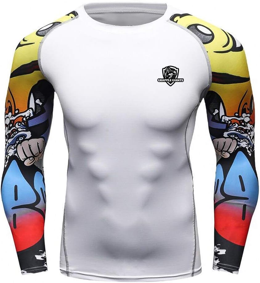 Grapple Giants Rashguard | Premium Quick Dry Breathable Protective | Base Layer Long Sleeves Compression Training Shirt | BJJ MMA Wrestling K1 Kickboxing