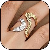 HUASAI Chunky Thumb Rings for Women Two Tone Wrap Around Gold and Silver Adjustable Statement Simple Dainty Knuckle Rings Bohemian Minimalist Accessories