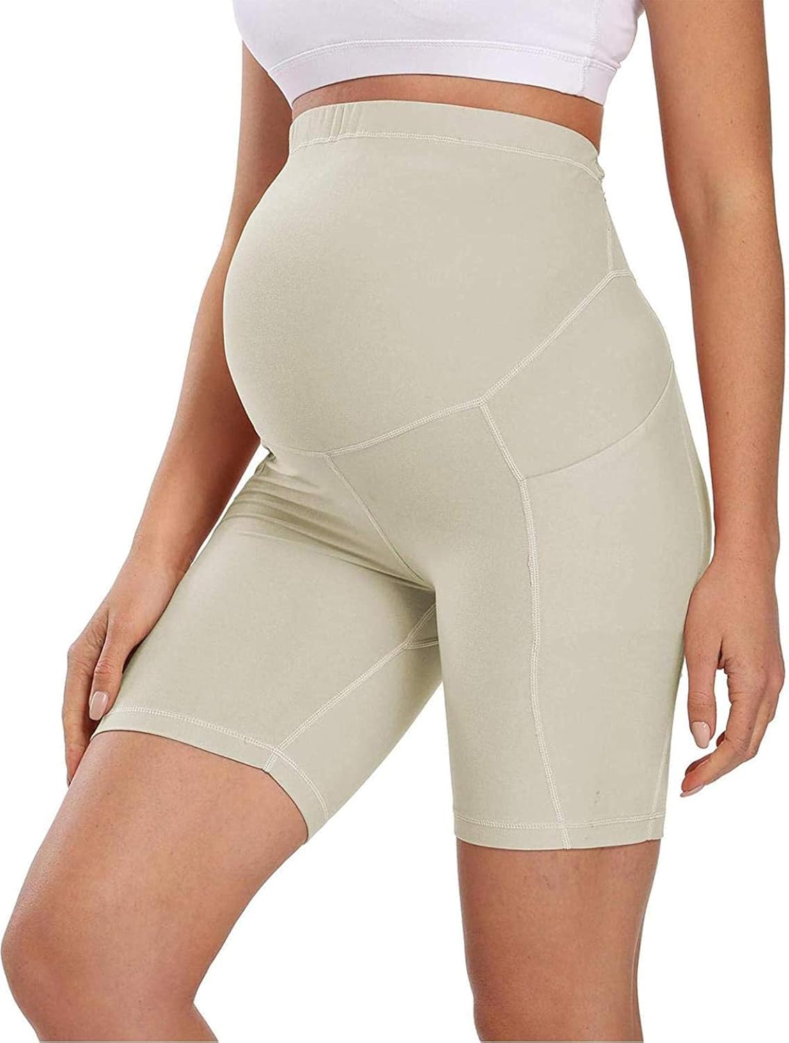 XIANGHUI meilun Maternity Shapewear Pregnancy High Waist Active Lounge Comfy Yoga Short Mid