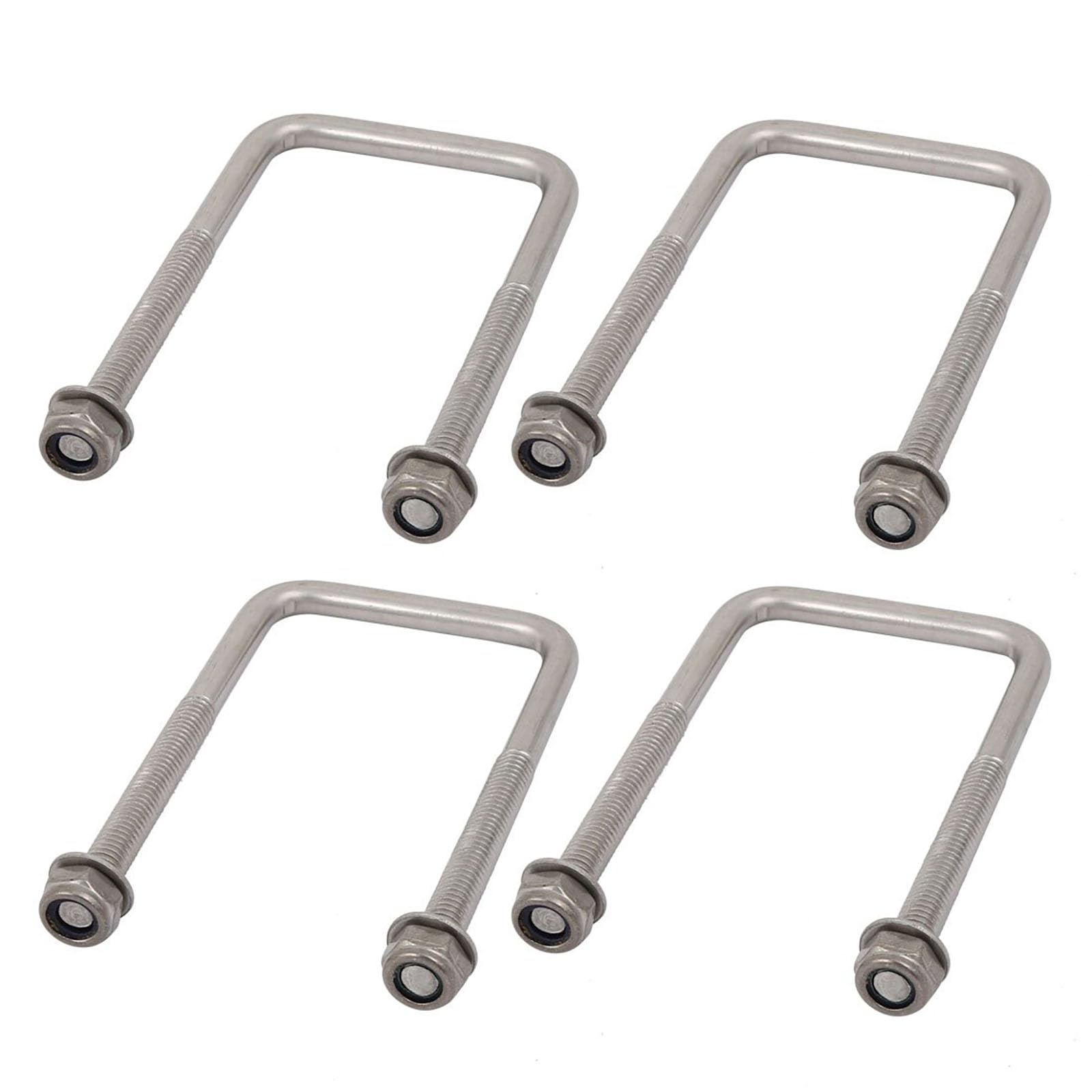 TA-VIGOR 4 sets M6 Square U-Bolts, 40mm Inner Width 80mm Length 304 Stainless Steel U-Bolts with Nut, Washer for Attaching Piping Conduit Cable Tube Brackets Boat Trailer