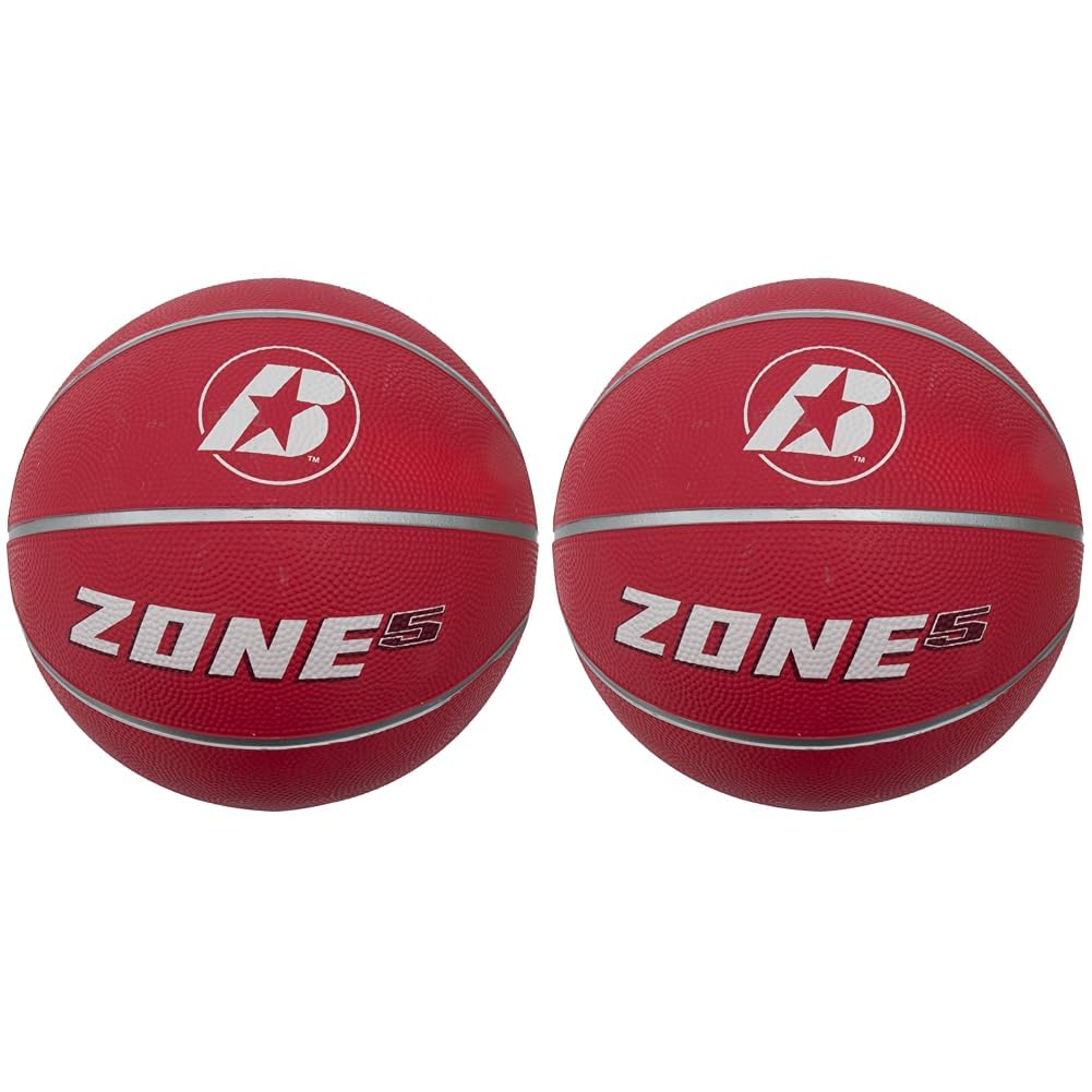 Baden Junior Zone Rubber Basketball, Indoor and Outdoor Ball, Red, Size 5 (Pack of 2)