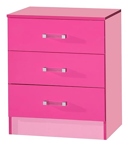 High Gloss 3 Drawer Chest 11 Colours Modern Design Marina