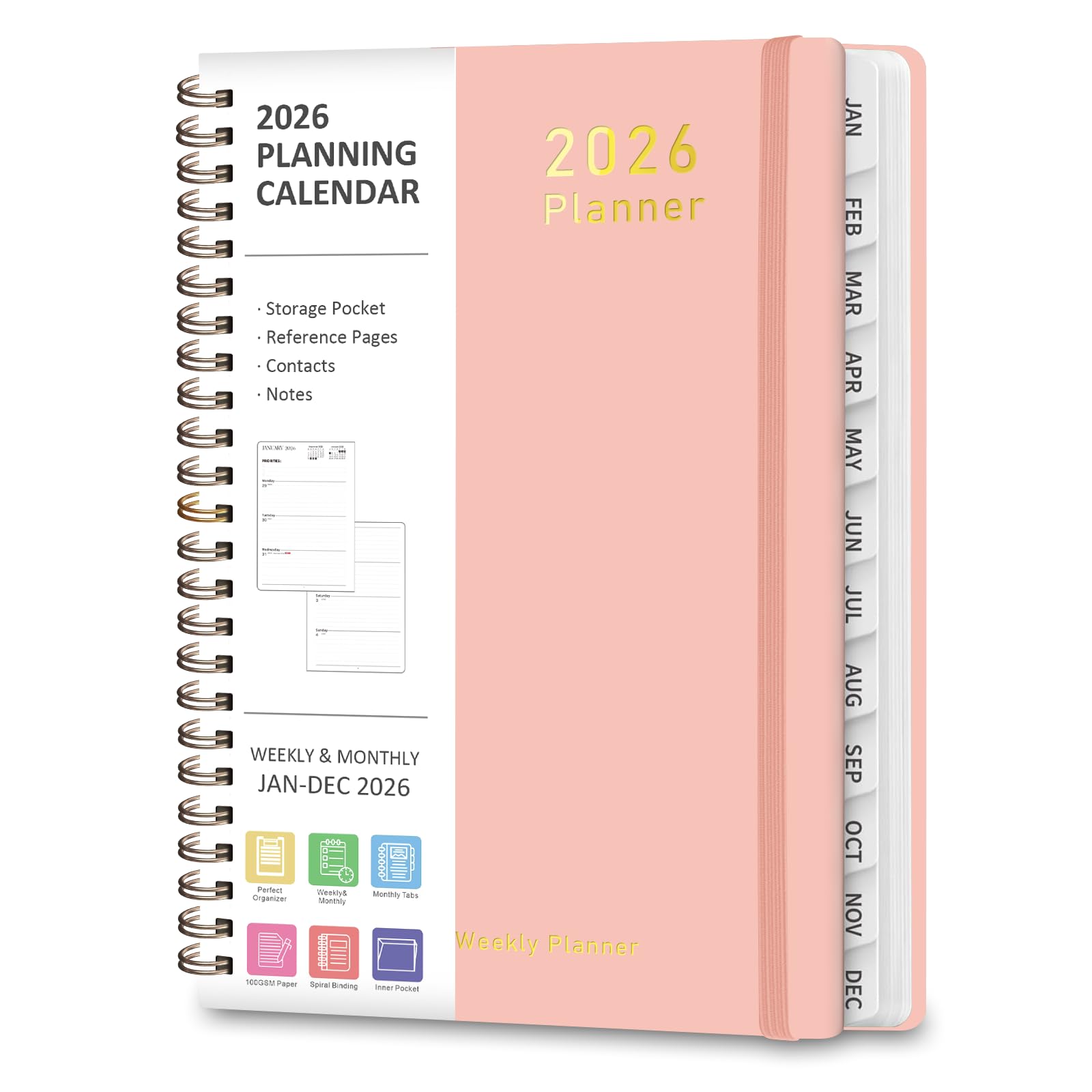 Photo 1 of 2026 Planner, Weekly and Monthly Calendar Academic Planner, Jan 2026 - Dec 2026, Planning Agenda Book for Desk Accessories and School Supplies - A5 (6.3'' x 8.5'')