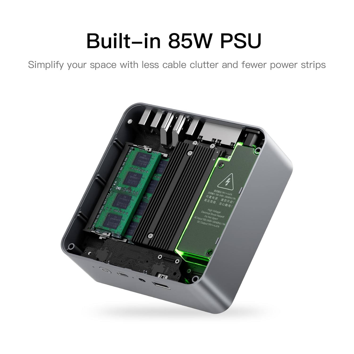 Beelink EQi12 Mini PC, Intel Core i3-1220P (up to 4.4GHz) 10C/12T, Mini Computer 32GB DDR4 RAM 1TB NVMe SSD, Desktop Computer Built-in PSU/Dual Display/4K 60Hz/WiFi6/BT5.2/HTPC/Home/Office/W-11 Pro
