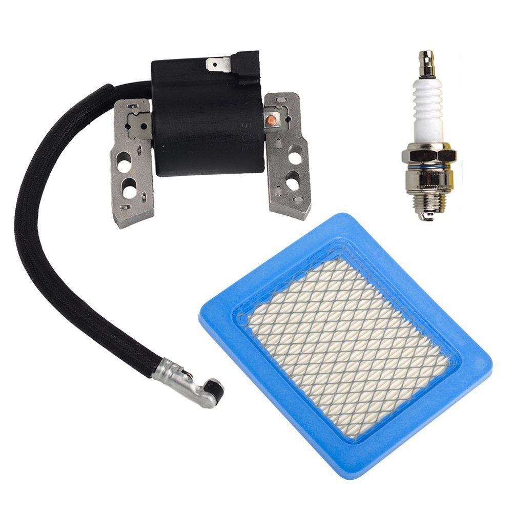 OuyFilters Ignition Coil With 491588 491588S Air Filter Spark Plug for Briggs & Stratton Engines 695711 802574 493237 796964 492416