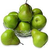 9Pcs Fake Pear Artificial Fruit Decoration Plastics Simulation Faux Pears Fruits Lifelike Ornaments For Home Kitcher Table Holiday Party Decorate Fruits Bowl Photography Props Display Decor(Green)
