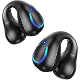 dufiga Ultra Open Ear Headphones Bluetooth 5.3 Wireless Clip On Earbuds with Digital Display Charging Case 60 Hours Playtime Sport Earphones Built-in Mic IPX7 Waterproof for Running Fitness Black