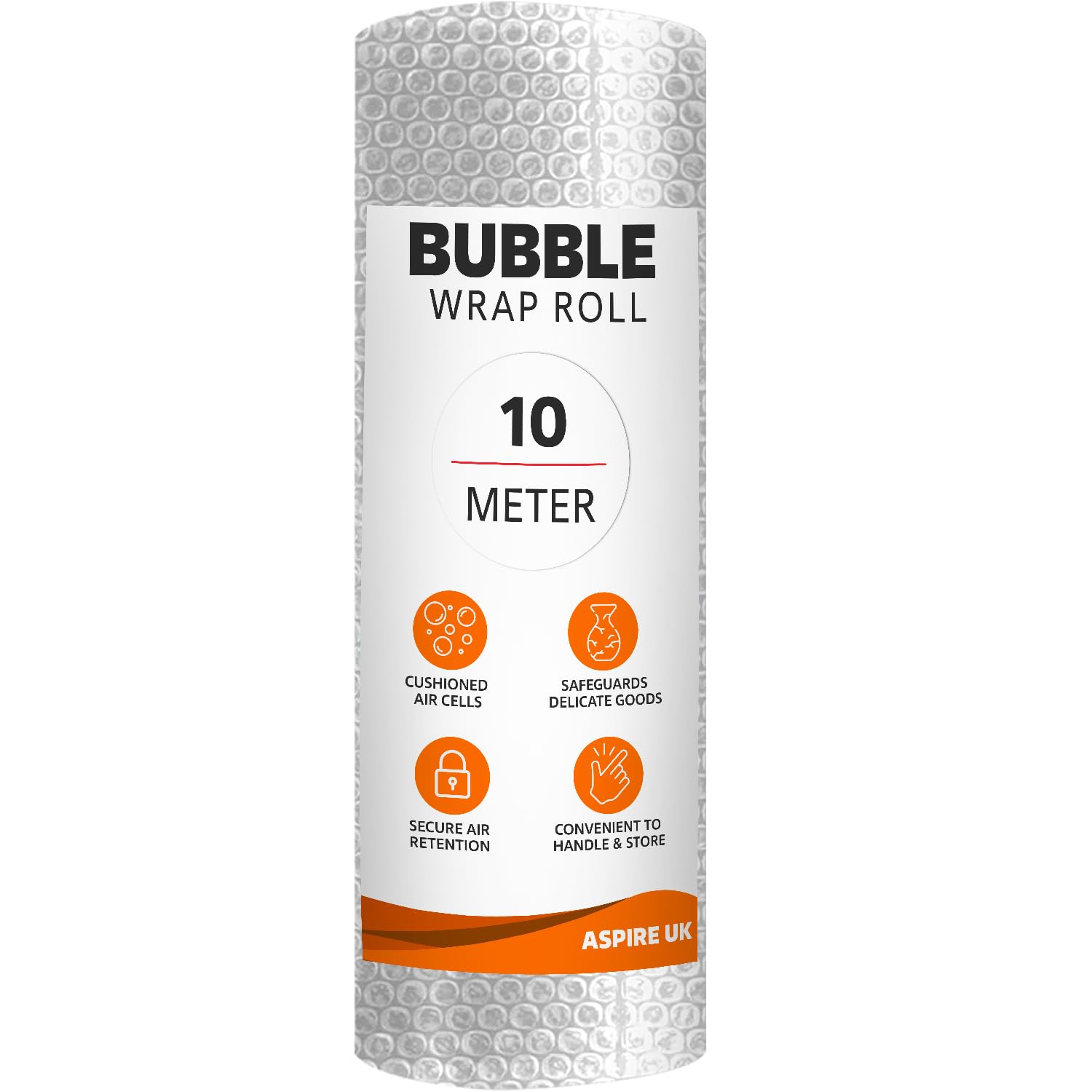 ASPIRE UK Bubble Wrap Roll 300mm x 10m – Clear Polythene Air Cushion Wrap for House, Office & Warehouse Packing – Durable Packaging Material for Shipping, Storage & Item Protection