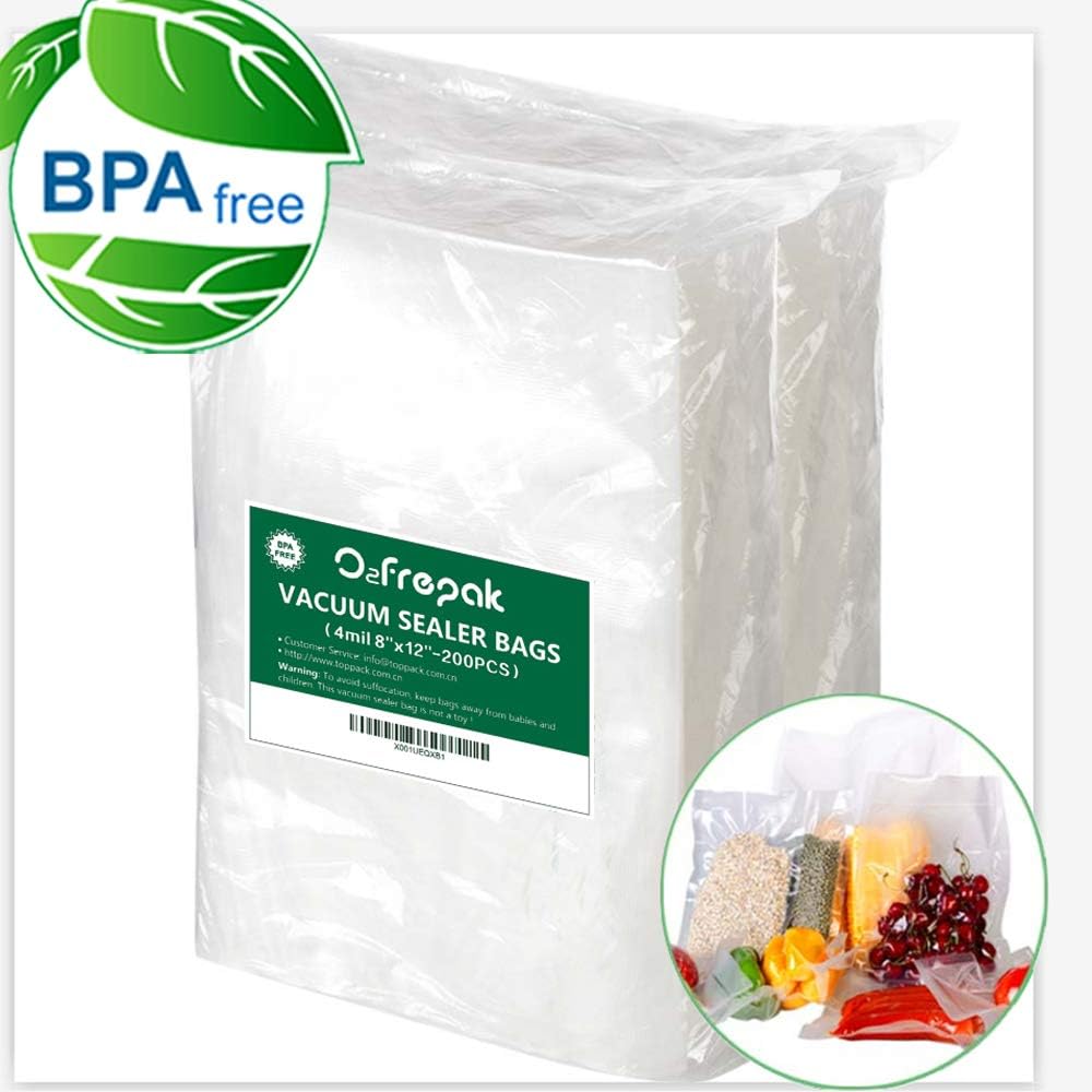 Upgrade!200 Quart 4mil 8" x 12" Vacuum Sealer Bags for Food Saver, Seal