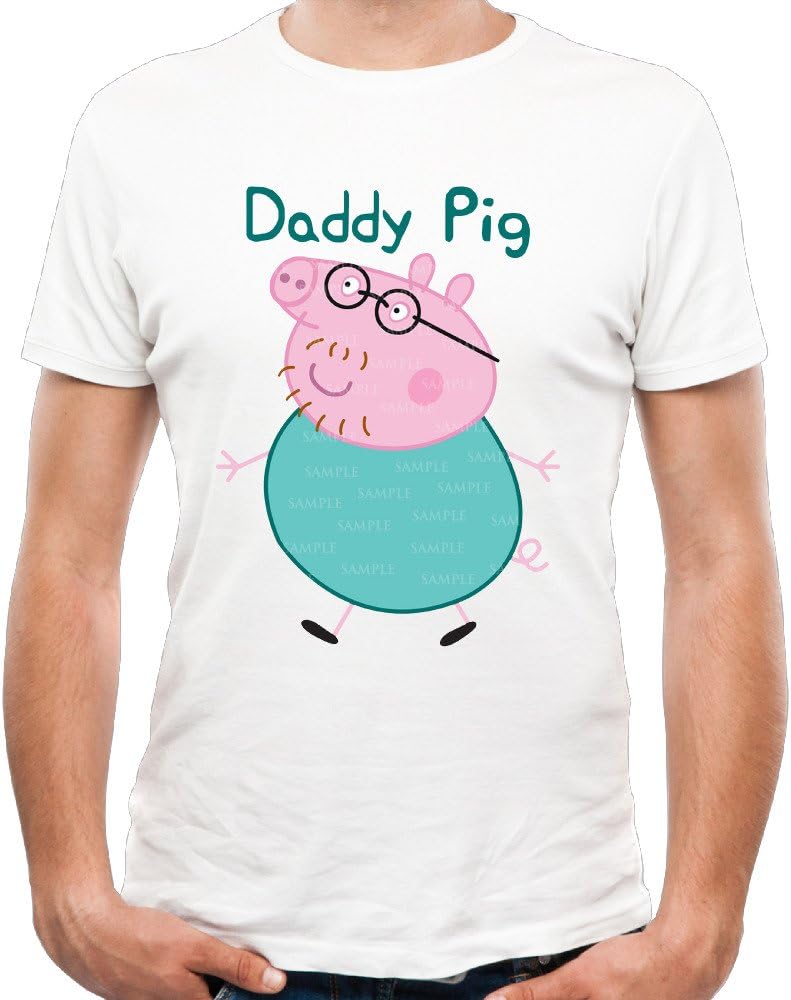 T-Shirts Short Sleeve Customized Daddy Pig Iron Transfer
