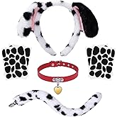 Dalmatian Costume 101 Days of School Dress Up Includes Dog Ears Headband Tail Choker Stickers, Animal Cosplay Dress Up