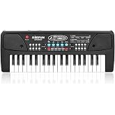 LeeQee 37 Keys Mini Electric Piano Keyboard for Kids with Microphone, Black | 8 Tones 8 Rhythms, Record and Play, Animal Sounds, Sing Along Musical Toy for Toddlers and Beginners Ages 3-9, Portable
