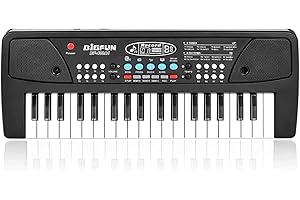 LeeQee Black 37 Keys Kids Piano Keyboard, Portable Electric Musical Instruments Piano with Microphone, Learning Educational G