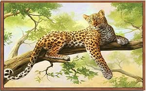5d diamante pintura de leopardo animal paisaje pintura pausadamente en