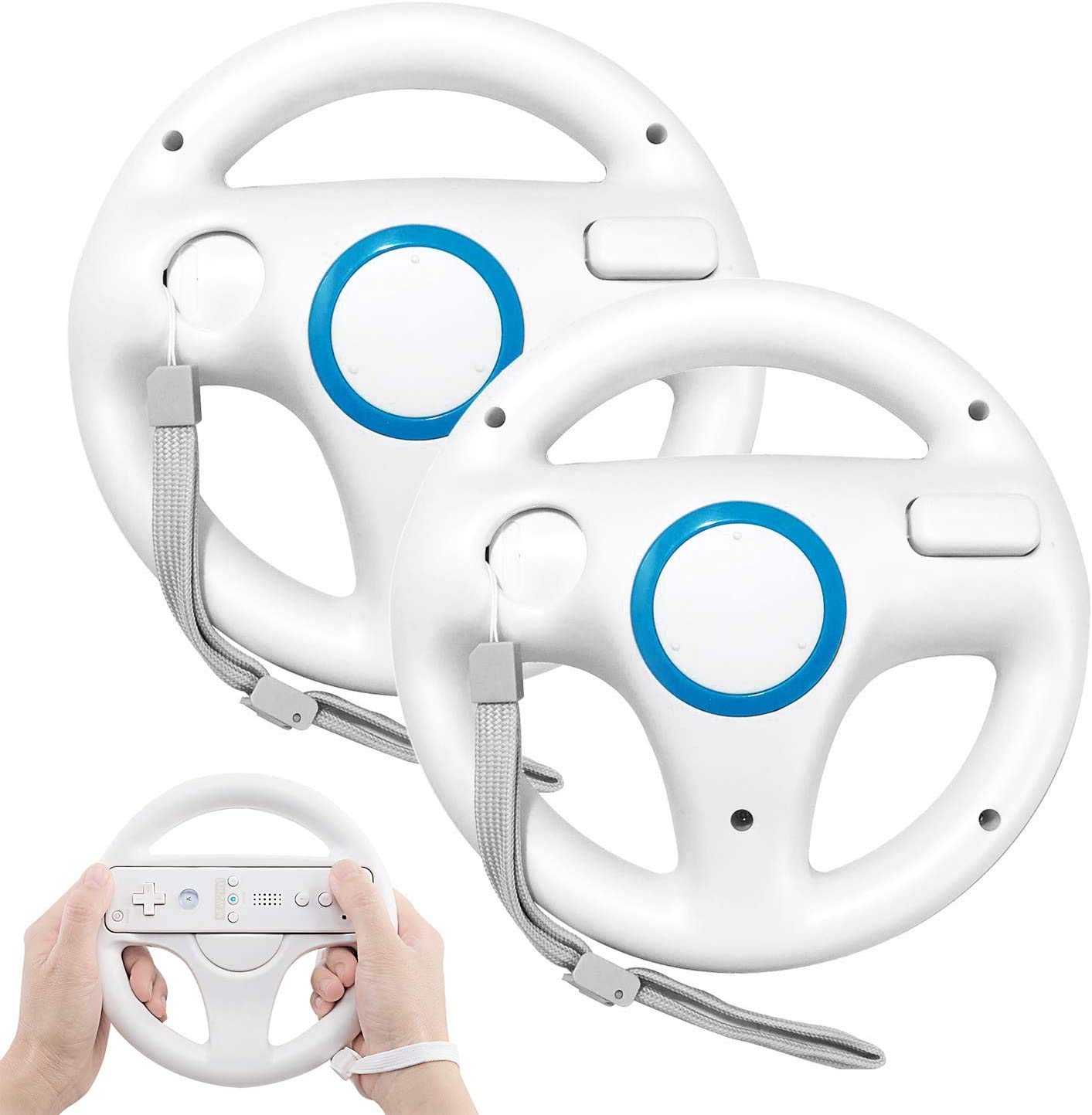Steering Wheel for Wii Controller, 2 pcs White Racing Wheel
