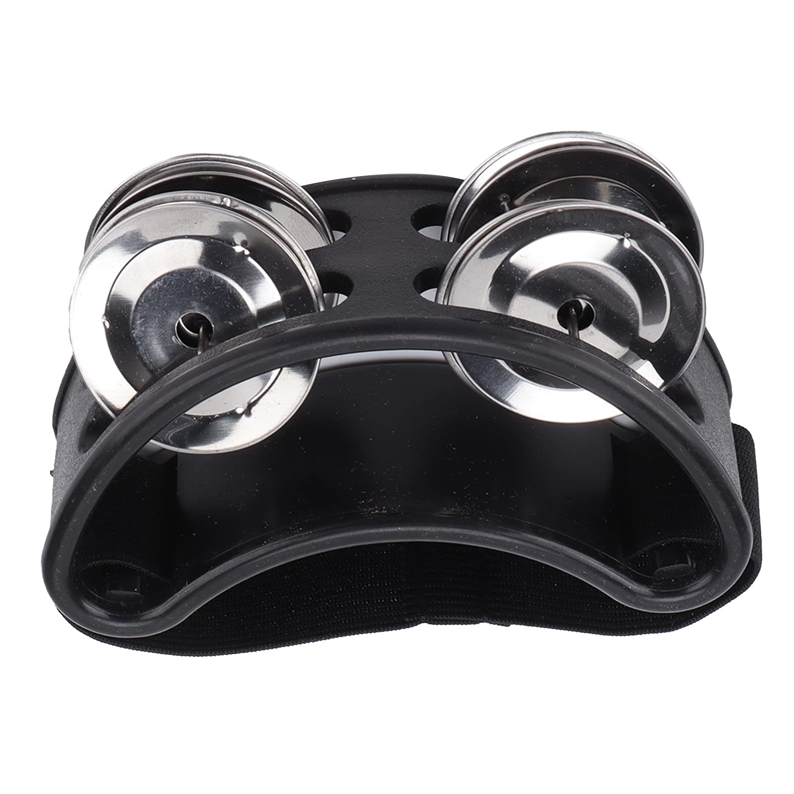 Half Moon Shaped Foot Tambourine Elastic Nylon Strap Walfront (Black)