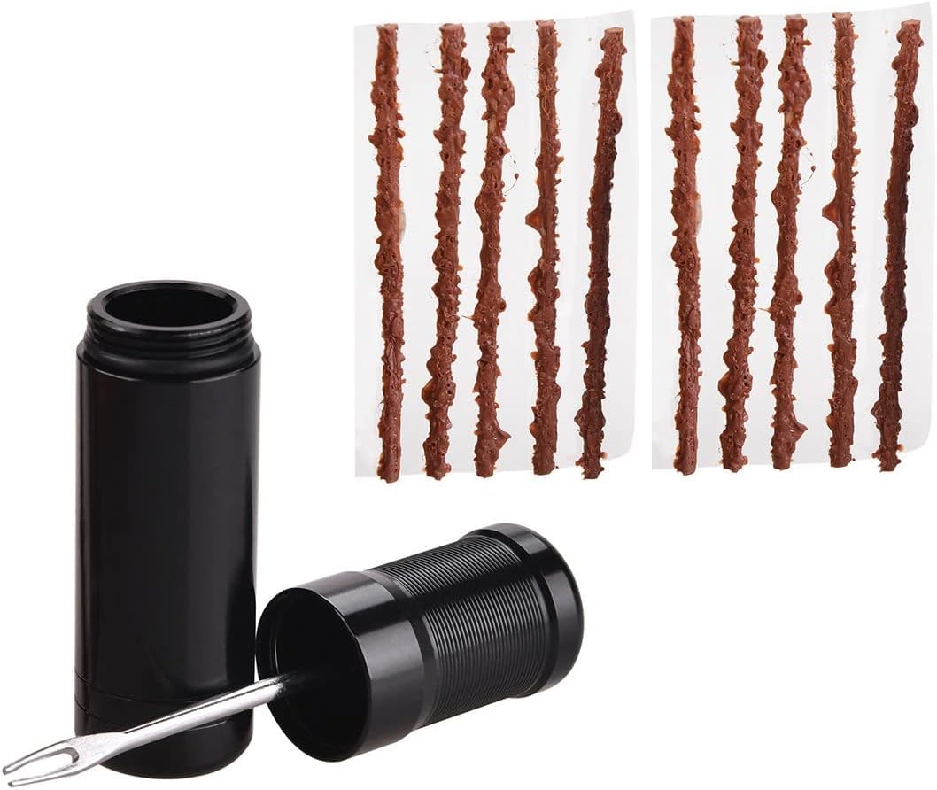 Tubeless Bike Tire Repair Kit, Bike Tire Puncture Kit, Tubeless Bike Tyre Puncture Repair Plugger Kit, Bike Tire Puncture Repair Tool, with 10 PCS Bacon Strips, for MTB, Road Bicycle Tyres